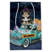 Havanese Dog Halloween Truck Scary Night Medium Cadeauzakje (Voorkant)