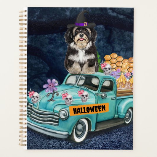 Havanese Dog Halloween Truck Scary Night Planner (Voorkant)