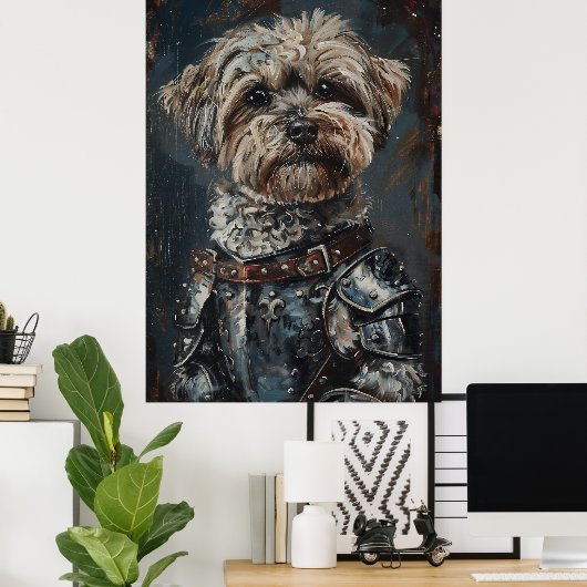Havanese Dog In Armor Poster (Thuiskantoor)