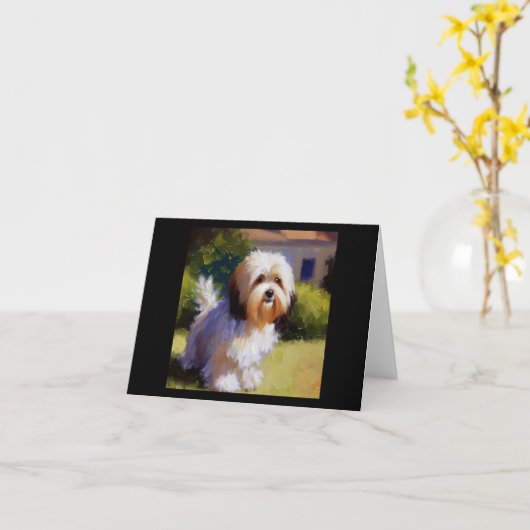 Havanese Dog Kaart (Gele Bloem)