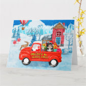 Havanese Dog Kerstmis bezorging vrachtwagen sneeuw Kaart (Gele Bloem)