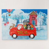Havanese Dog Kerstmis bezorging vrachtwagen sneeuw Legpuzzel (Horizontaal)