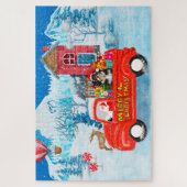 Havanese Dog Kerstmis bezorging vrachtwagen sneeuw Legpuzzel (Verticaal)