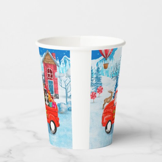 Havanese Dog Kerstmis bezorging vrachtwagen sneeuw Papieren Bekers (Links)