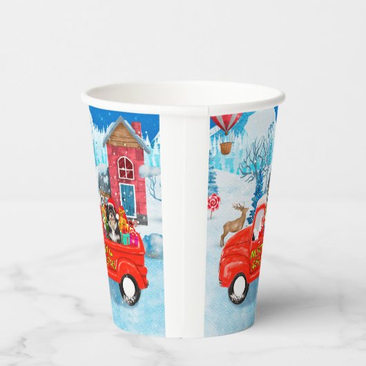 Havanese Dog Kerstmis bezorging vrachtwagen sneeuw Papieren Bekers (Rechts)