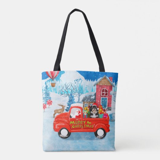 Havanese Dog Kerstmis bezorging vrachtwagen sneeuw Tote Bag (Achterkant)