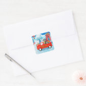 Havanese Dog Kerstmis bezorging vrachtwagen sneeuw Vierkante Sticker (Envelop)