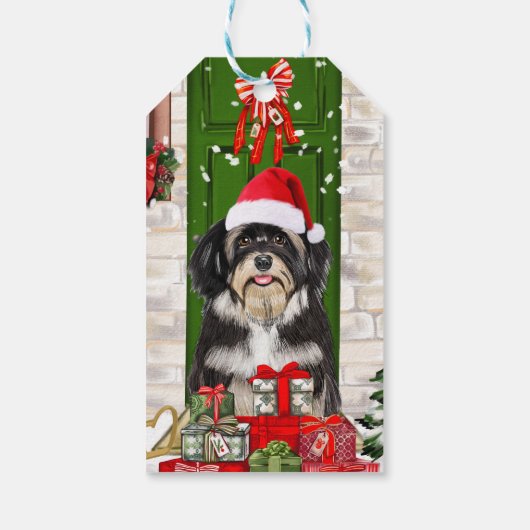 Havanese Dog Kerstmis Cadeaulabel (Achterkant)