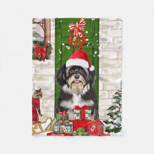 Havanese Dog Kerstmis Fleece Deken (Voorkant)