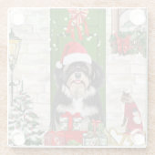 Havanese Dog Kerstmis Glazen Onderzetter (Achterkant)