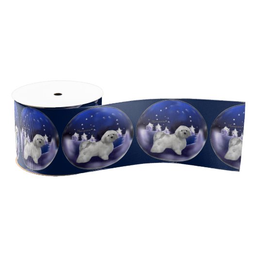 Havanese Dog Kerstmis Grosgrain Lint (Spoel)