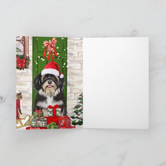 Havanese Dog Kerstmis Kaart (Binnen)