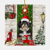 Havanese Dog Kerstmis Keramisch Ornament (Achterkant)