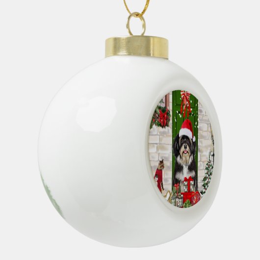 Havanese Dog Kerstmis Keramische Bal Ornament (Links)
