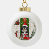 Havanese Dog Kerstmis Keramische Bal Ornament (Voorkant)