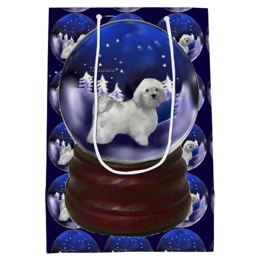 Havanese Dog Kerstmis Medium Cadeauzakje (Achterkant)