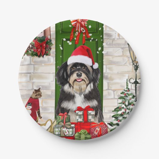 Havanese Dog Kerstmis Papieren Bordje (Voorkant)