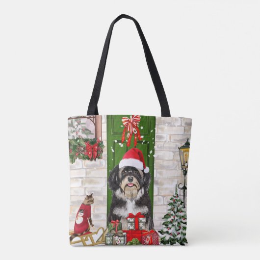 Havanese Dog Kerstmis Tote Bag (Achterkant)
