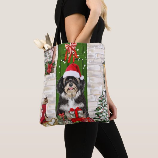 Havanese Dog Kerstmis Tote Bag (Dichtbij)