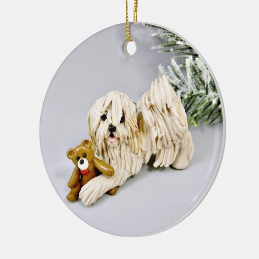 Havanese Dog-kerstversiering Keramisch Ornament (Links)