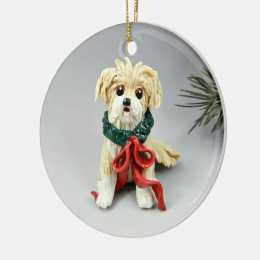 Havanese Dog-kerstversiering Keramisch Ornament (Links)