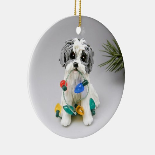 Havanese Dog-kerstversiering Keramisch Ornament (Rechts)