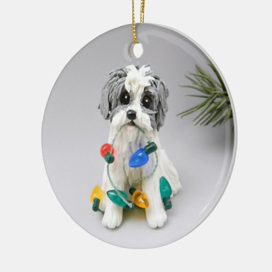 Havanese Dog-kerstversiering Keramisch Ornament (Links)