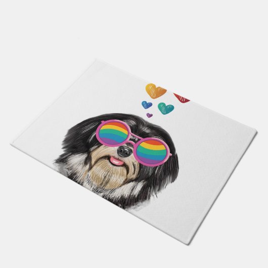 Havanese Dog met harten Valentijnsdag Deurmat (Schuin)