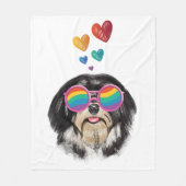 Havanese Dog met harten Valentijnsdag Fleece Deken (Voorkant)