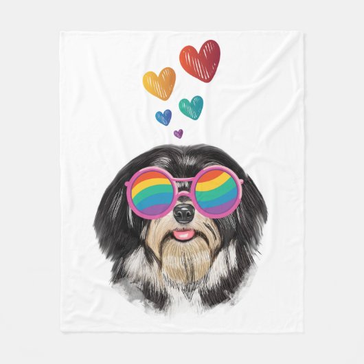 Havanese Dog met harten Valentijnsdag Fleece Deken (Voorkant)