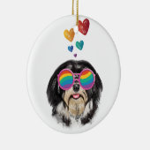 Havanese Dog met harten Valentijnsdag Keramisch Ornament (Rechts)