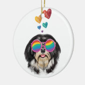 Havanese Dog met harten Valentijnsdag Keramisch Ornament (Links)