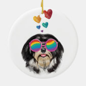 Havanese Dog met harten Valentijnsdag Keramisch Ornament (Achterkant)