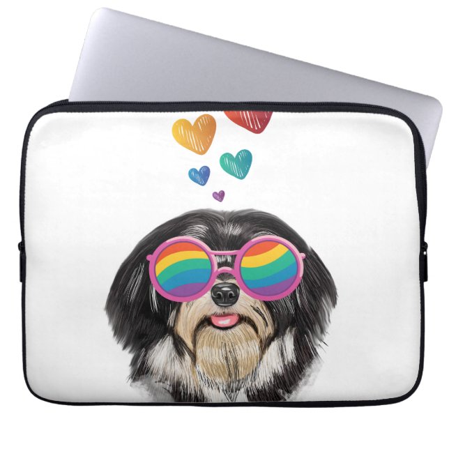 Havanese Dog met harten Valentijnsdag Laptop Sleeve (Voorkant)