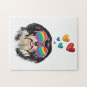 Havanese Dog met harten Valentijnsdag Legpuzzel (Horizontaal)