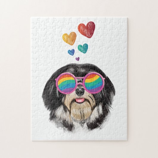 Havanese Dog met harten Valentijnsdag Legpuzzel (Verticaal)