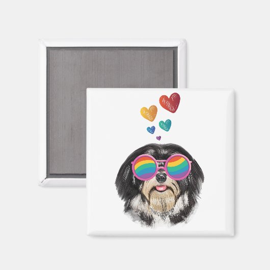 Havanese Dog met harten Valentijnsdag Magneet (Voorkant / Achterkant)