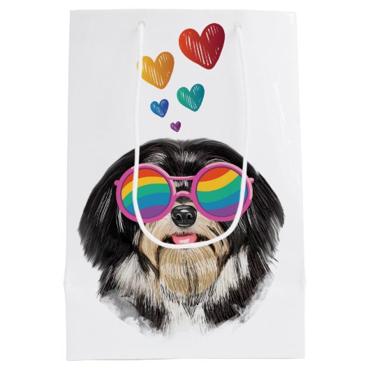 Havanese Dog met harten Valentijnsdag Medium Cadeauzakje (Achterkant)