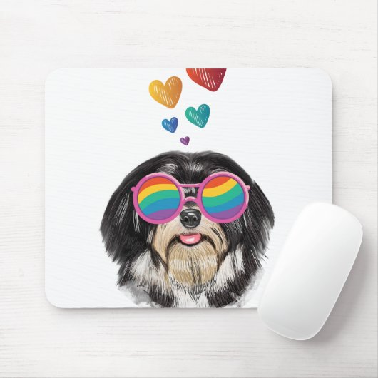 Havanese Dog met harten Valentijnsdag Muismat (Met muis)