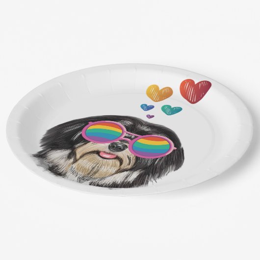 Havanese Dog met harten Valentijnsdag Papieren Bordje (Gekanteld)