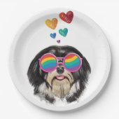 Havanese Dog met harten Valentijnsdag Papieren Bordje (Voorkant)