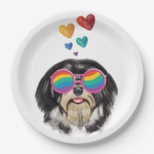 Havanese Dog met harten Valentijnsdag Papieren Bordje