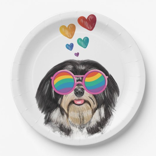 Havanese Dog met harten Valentijnsdag Papieren Bordje (Voorkant)