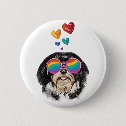 Havanese Dog met harten Valentijnsdag Ronde Button 5,7 Cm (Voorkant)