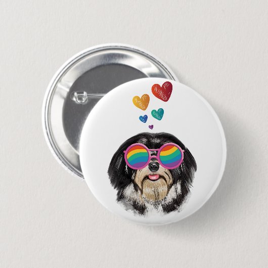 Havanese Dog met harten Valentijnsdag Ronde Button 5,7 Cm (Voorkant /achterkant)