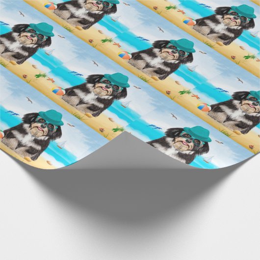 Havanese Dog op strand Cadeaupapier (Hoek)