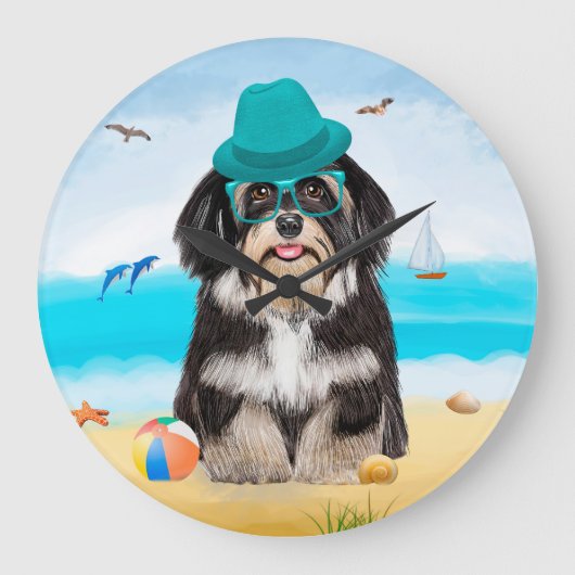 Havanese Dog op strand Grote Klok (Voorkant)