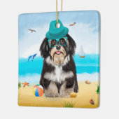 Havanese Dog op strand Keramisch Ornament (Links)