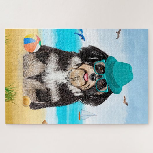 Havanese Dog op strand Legpuzzel (Horizontaal)
