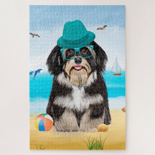 Havanese Dog op strand Legpuzzel (Verticaal)